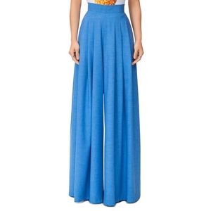 Chaka Blue Pleated High-Waist Pant
